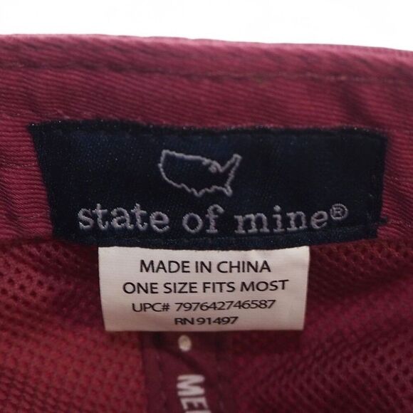 State of Mine "But First Wine" 5 Panel Strapback Hat Distressed Red OS - Picture 7 of 7